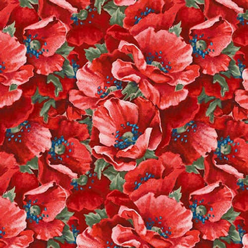 Henry Glass - Liberty For All - Packed Poppy Flower Red