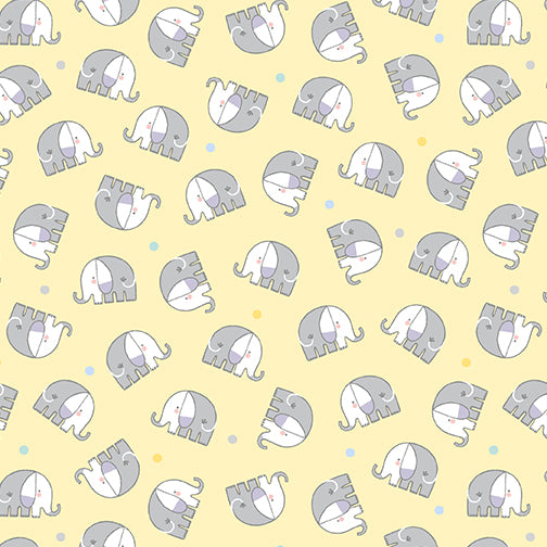 Benartex Flannel - Snuggle in the Jungle - Baby Elephant Yellow