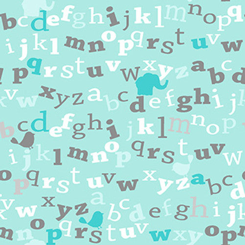 A.E. Nathan - Flannel - Comfy Prints Turquoise Alphabet