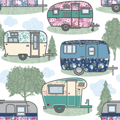 A.E. Nathan - Flannel - Comfy Prints White Campers