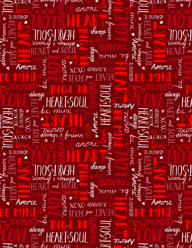 Wilmington Prints - Happy Hearts - Words All Over Red – Quality Time