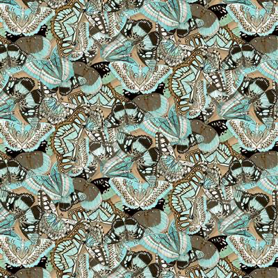 Clothworks - En Bleu - Packed Butterflies Multi