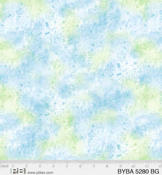PS61 - P&B Textiles - Barnyard Babies - Soft Splatter Texture Blue Green