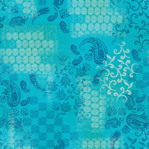 PS96 - Blank Quilting - Petra - Tonal Patchwork Turquoise