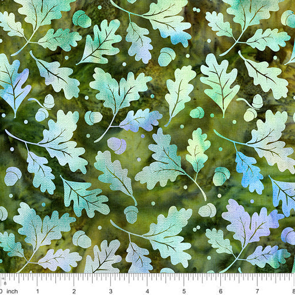 All Iowa Shop Hop 2024 - Island Batik - Oak Leaves - Multi Green