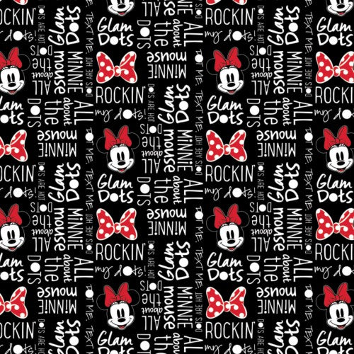 Camelot Fabrics - Minnie Mouse Dreaming in Dots - All About the Dots Black