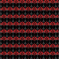 Henry Glass Fabrics - Moroccan Red - Abstract Floral on Black Ground
