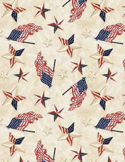 Wilmington Prints - Americana - Patriotic Toss Tan