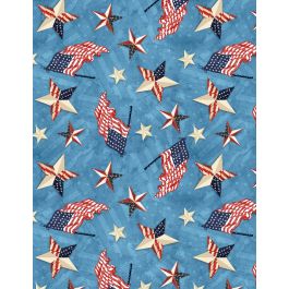 Wilmington Prints - Americana - Patriotic Toss Blue