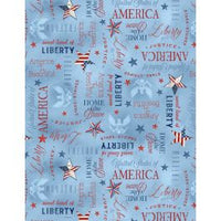 Wilmington Prints - Americana - Words Allover Denim