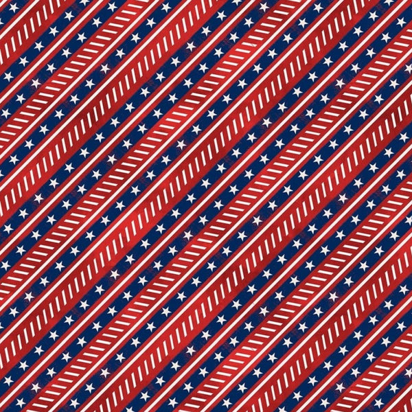 Wilmington Prints - Americana - Diagonal Stripe Red