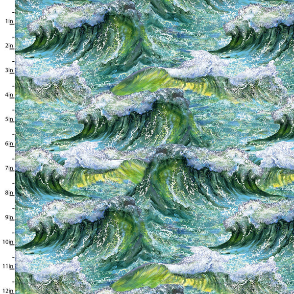 3 Wishes Fabrics - Call of the Sea - Waves Multi