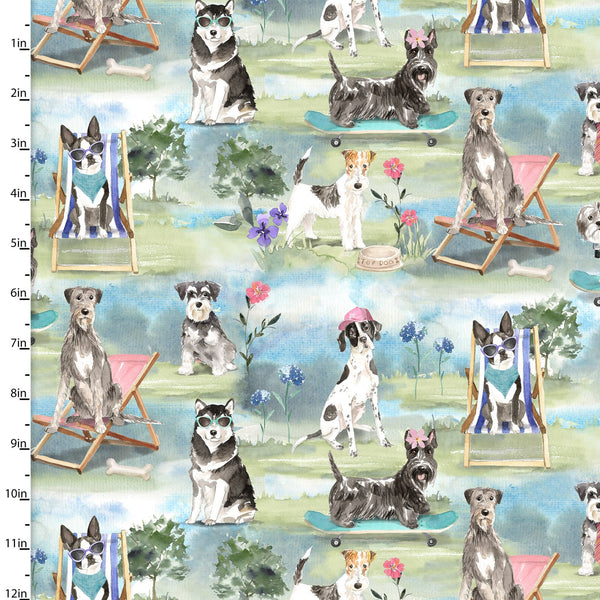 3 Wishes Fabrics - A Dog's Life - Park Multi