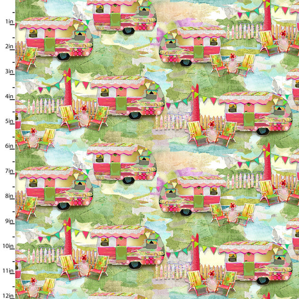 3 Wishes Fabrics - My Happy Place - Campers Multi