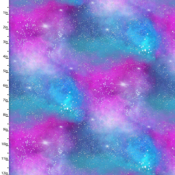 3 Wishes Fabrics - Starlight - Star Cosmic Sky Glitter Multi
