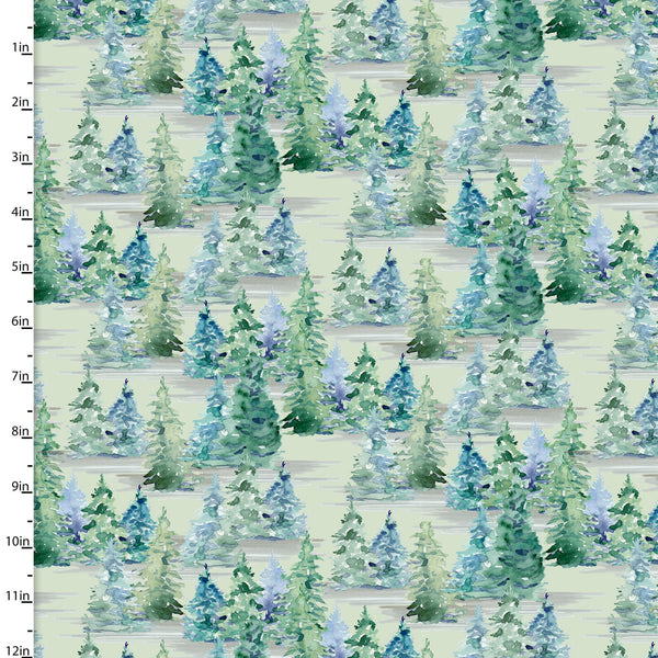 3 Wishes Fabrics - Forest Friends - Trees Green