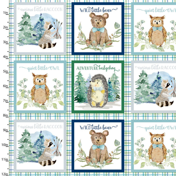 3 Wishes Fabrics - Forest Friends - Plaid Patch Panel