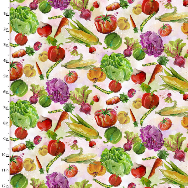 3 Wishes Fabrics - Welcome to the Funny Farm - Veggies Multi
