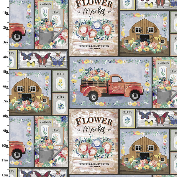 3 Wishes Fabrics - Flower Junction - Market Patchwork Multi