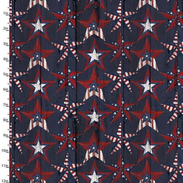 3 Wishes Fabrics - Heart of America - Patriotic Stars Navy