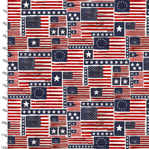 3 Wishes Fabrics - Heart of America - Old Glory Multi