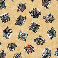 QT Fabrics - Bookworm - Typewriter Toss Tan