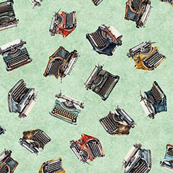 QT Fabrics - Bookworm - Typewriter Toss Sage