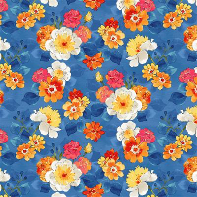 PS149 - Clothworks - Faith - Digital Bouquets Dark Blue