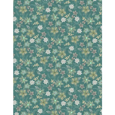 Wilmington Prints - Blissful - Graphic Floral Teal