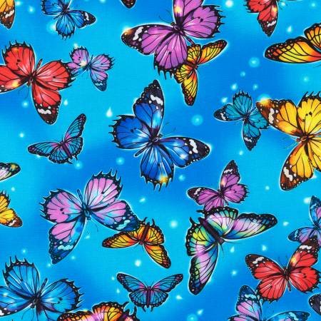 Robert Kaufman - Fantastic Forest - Butterflies Turquoise