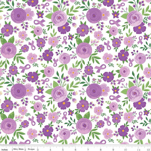 Riley Blake - Strength in Lavender - Floral White