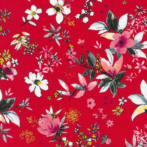 Robert Kaufman Fabrics - Rosette - Flower Toss Red