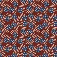 3 Wishes Fabrics - Hometown America - Flag Hearts Red