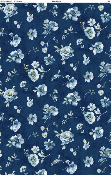 Wilmington Prints - Blue Breeze - Floral Toss Navy