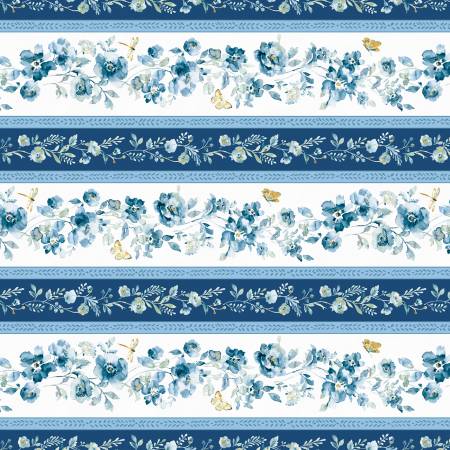 Wilmington Prints - Blue Breeze - Repeating Stripe Multi