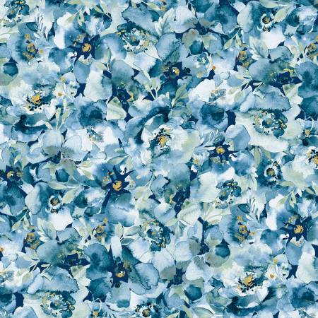 Wilmington Prints - Blue Breeze - Packed Floral Blue