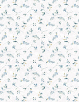 Wilmington Prints - Blue Breeze - Leafy Toss White