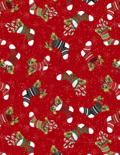 Wilmington Prints - Baby, It’s Gnome Outside - Stocking Toss Red