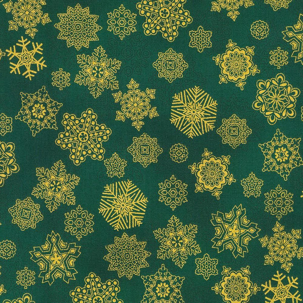 Robert Kaufman - Holiday Flourish Snow Flower - Evergreen