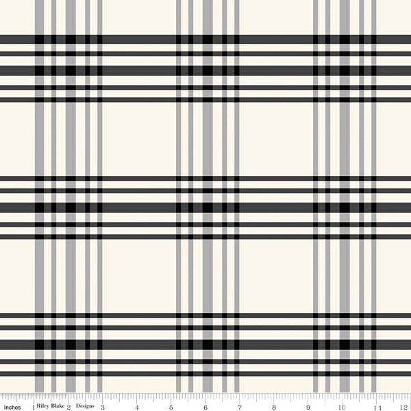 Riley Blake Designs - Fleur Noire - Plaid Cream