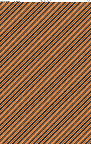 Wilmington Prints - The Boo Crew - Diagonal Stripe Orange