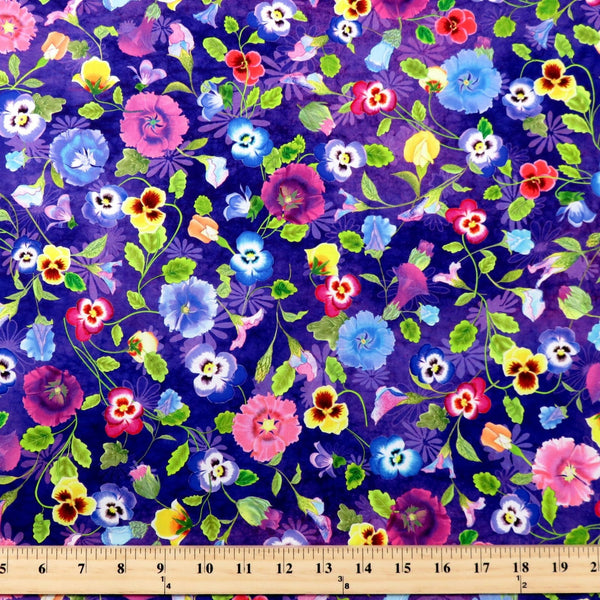 P&B Textiles - Garden Delight - Large Floral Purple