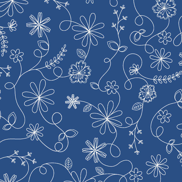 Maywood Studio - KimberBell Basic - Swirl Floral Blue