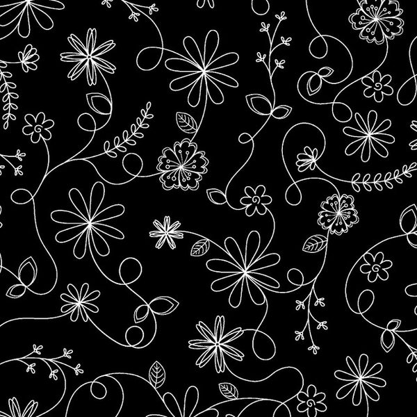 Maywood Studio - KimberBell Basic - Swirl Floral Black