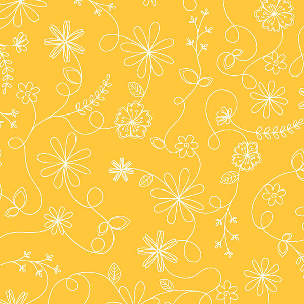Maywood Studio - KimberBell Basic - Swirl Floral Yellow