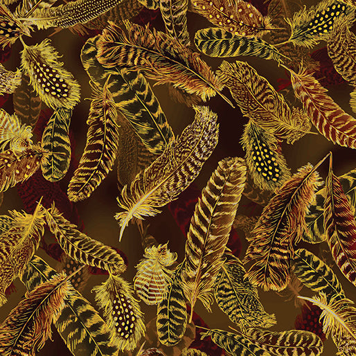 Benartex - Gilded Feathers - Acorn Brown