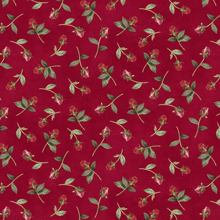 Wilmington Prints - Daydream Garden - Rose Bud Toss Burgundy