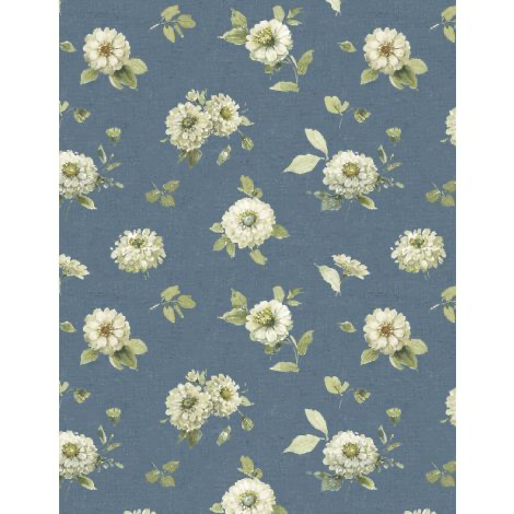 Wilmington Prints - Green Fields - Medium Floral Blue