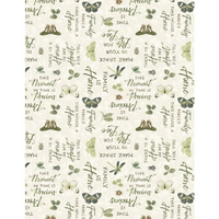 Wilmington Prints - Green Fields - Words Cream