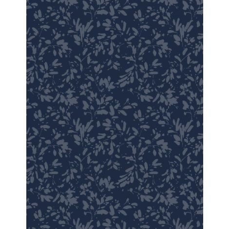 Wilmington Prints - Green Fields - Tonal Leaves Dark Blue